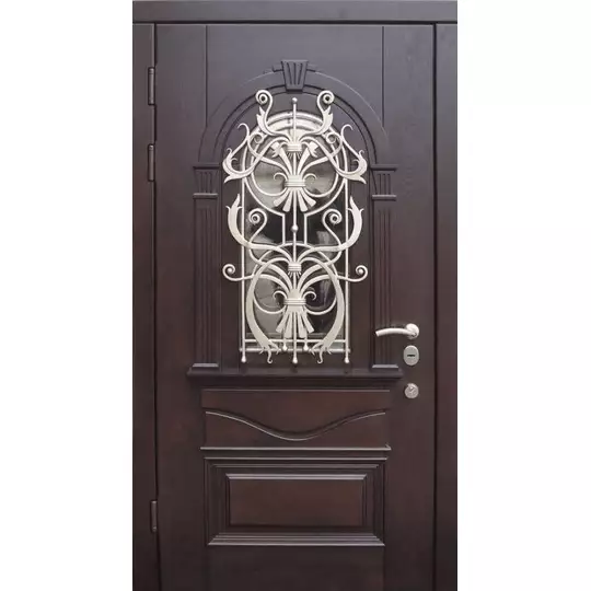 парадная металлическая дверь с ковкой в стиле винтаж
