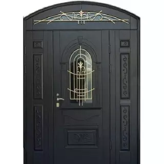 Черная арочная стальная дверь в дом